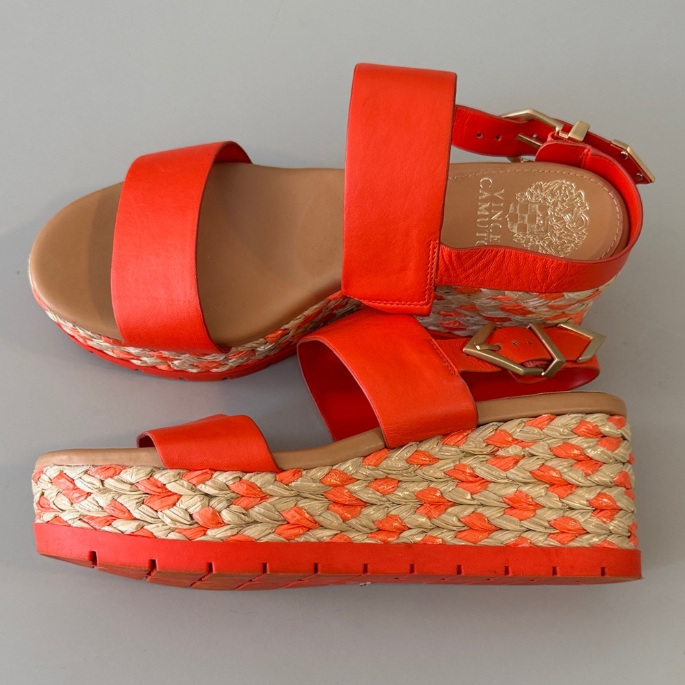 Vince Camuto orange-red Wedge Sandals - Picture 2 of 5